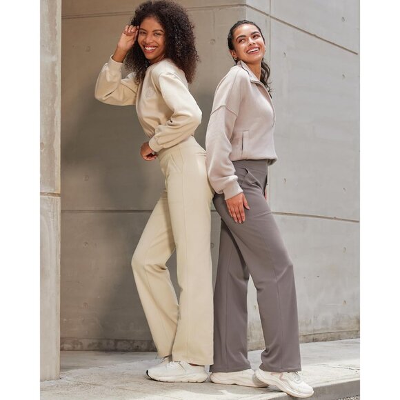 Yoga Pants Women Wide Leg Pants with Pockets High Waist Stretch Dress Casual Swe - Picture 5 of 5